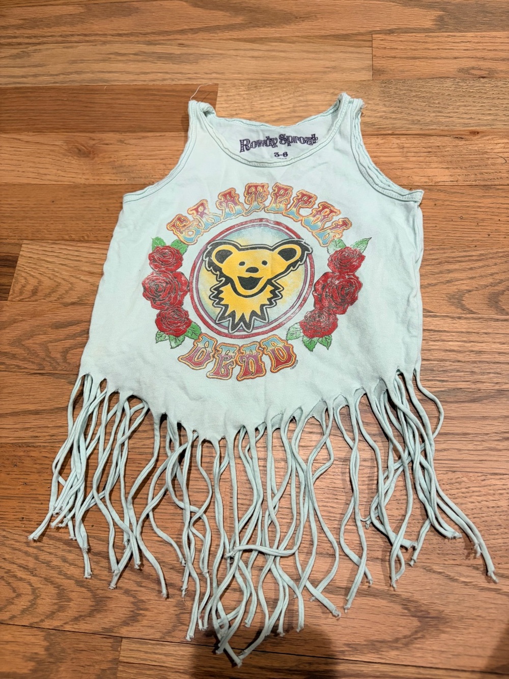Denny’s - Rowdy Sprout brand baby girl Grateful Dead tank top with fringes